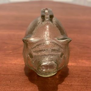 Vintage Anchor Clear Textured Hocking Glass Piggy Bank